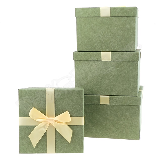 Pudełka S/4 kwadrat z kokardą BSJ3928 - zielone